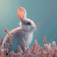 AI generated Spring awakening Serene white rabbit captures the essence of spring For Social Media Post Size photo