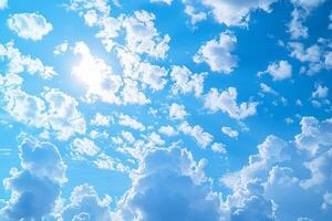 ai generado hermosa natural antecedentes con vasto azul cielo y mullido nubes foto