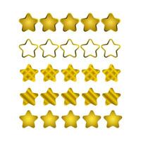 Star rating icon set. Vector illustration of five star rating icons.