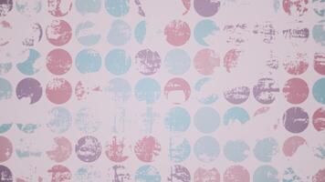 Trendy retro grunge pattern background with colorful blinking worn circles in pastel colors. This textured motion background animation is 4K and a seamless loop. video