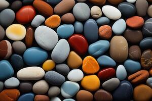 AI generated Natures palette Background of colored beach stones offers visual diversity photo