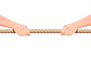 Hand holding a rope vector isolated on white background