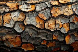 AI generated Bark diversity Close up view showcasing varied patterns in thick forest photo