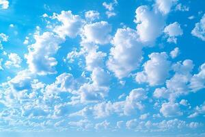 AI generated Beautiful natural background with vast blue sky and fluffy clouds photo