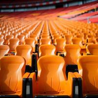 AI generated Game day pause Empty stadium seats set the pre match scene For Social Media Post Size photo