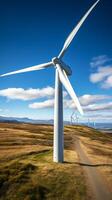 AI generated Wind energy beauty Wind turbine in the wind against sky Vertical Mobile Wallpaper photo