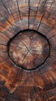 AI generated Wood pattern circle, intricately cut with chainsaw, rustic texture revealed Vertical Mobile Wallpaper photo