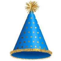 Blue party hats with pattern of dots. Mockup of cap for birthday, Christmas, festive celebration isolated on transparent background. vector