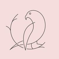 parakeet bird line art icon vector symbol illustration design