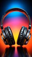AI generated Audio delight Headphones on background, ideal for vibrant music banners Vertical Mobile Wallpaper photo