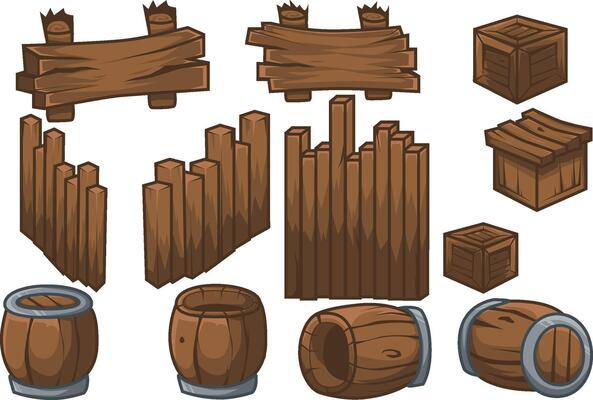 Set of Barrels and Fences