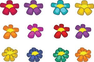 conjunto de flores de colores vector