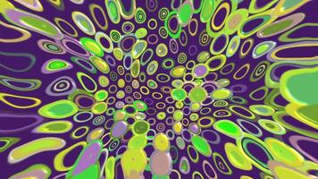 modisch trippy 1970er Jahre retro Muster Hintergrund Animation mit groovig bunt psychedelisch Kreise und konzentrisch Kreise. diese Jahrgang Bewegung Hintergrund ist voll hd und ein nahtlos Schleife. video