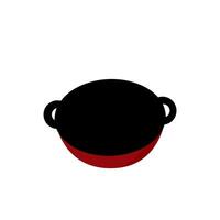 single flat illustration of red and black soup pot for website icon vector