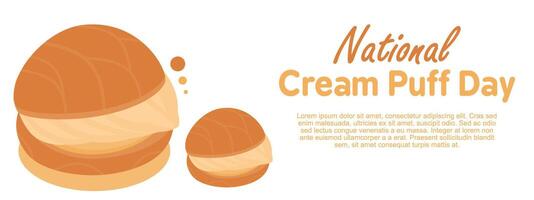 illustration of a cream puff with abundant cream on a white background with copy space vector