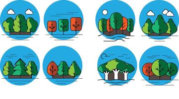 vector ilustración de arboles y naturaleza