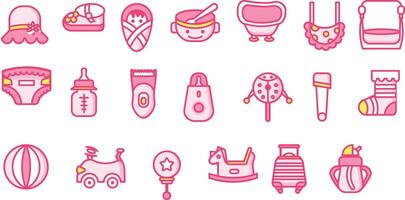 Baby shower and toys stuff vector illustration icon set