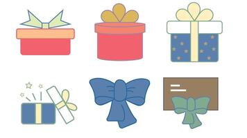 gifting, and gift boxes for valientine's day vector icon set