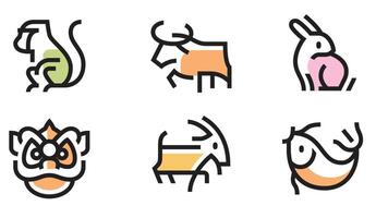 Chinese culture signs and symbols vector icon set