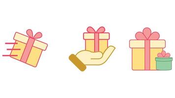 gifting, and gift boxes for valientine's day vector icon set