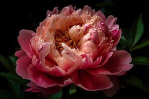 AI generated Peony - Paeonia - Flower originating in Asia - Known for their large, colorful blooms and sweet fragrance. They are often used for decorative purposes and as a symbol of prosperity photo