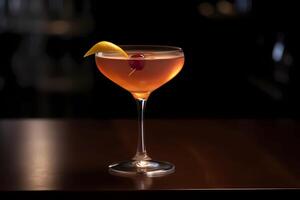 AI generated Between the Sheets - Originated in France, made with cognac, white rum, triple sec, and lemon juice photo