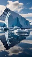 ai gerado icebergs, gelo montanhas fundo, televisão arte, parede arte global aquecimento para Salve  a terra video