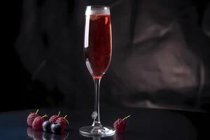 AI generated Kir Royale - Originated in France, made with champagne and creme de cassis photo