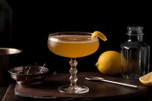 AI generated Sidecar - Originated in France, made with cognac, Cointreau, and lemon juice photo