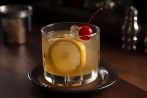 AI generated Whiskey Sour - Originated in the United States, made with whiskey, lemon juice, and sugar photo