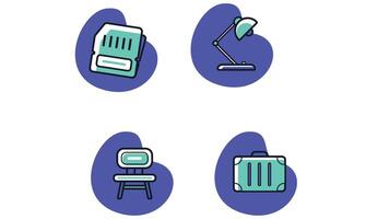Office set icons and business analysis icon set vector art