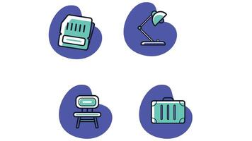 Office set icons and business analysis icon set vector art