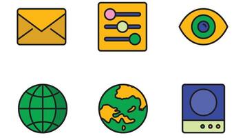 Office set icons and business analysis icon set vector art