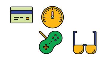 Office set icons and business analysis icon set vector art