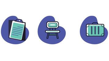 Office set icons and business analysis icon set vector art