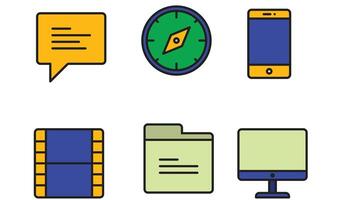 Office set icons and business analysis icon set vector art