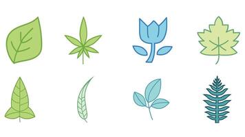 Natural leaves and trees design  vector icons isolated illustration