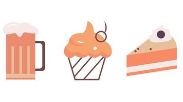 Fast food dishes and desserts vector illustration