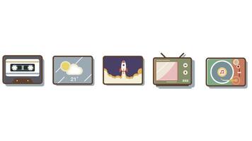 Application UI Icons retro and modern colored icon set vector