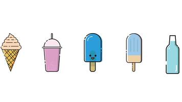 Sweets and drinks and ice-cream vector art isolated