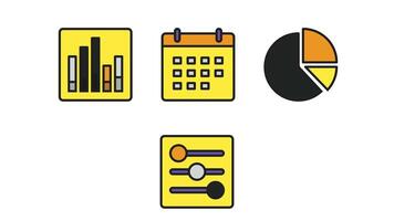 Office set icons and business analysis icon set vector art