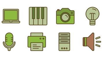 Office set icons and business analysis icon set vector art