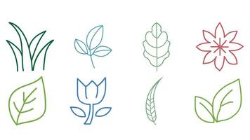 natural hojas y arboles diseño vector íconos aislado ilustración