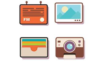 Application UI Icons retro and modern colored icon set vector