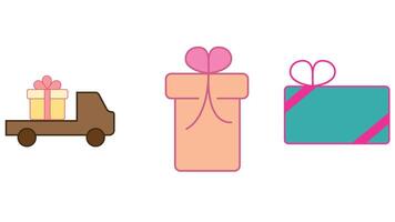 gifting, and gift boxes for valientine's day vector icon set