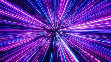 Abstract digital background with glowing neon particle lines. movement of a stream of luminous bright lines. Seamless loop video