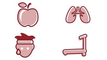 Healthy and fitness exercises vector art icon set