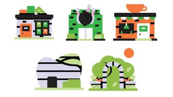 City municipality services and facility management vector icon set