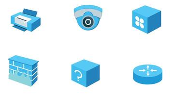 Data storage and technology, servers databases vector icon set