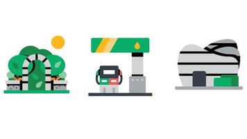 City municipality services and facility management vector icon set